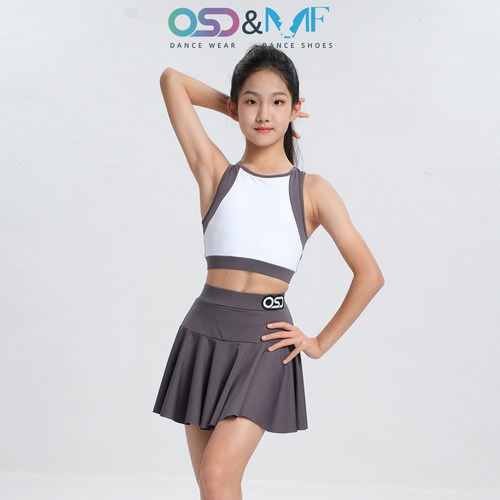 OSD&MF拉丁舞练习服女童2025新款夏季上衣短裙日常儿童舞蹈练功服