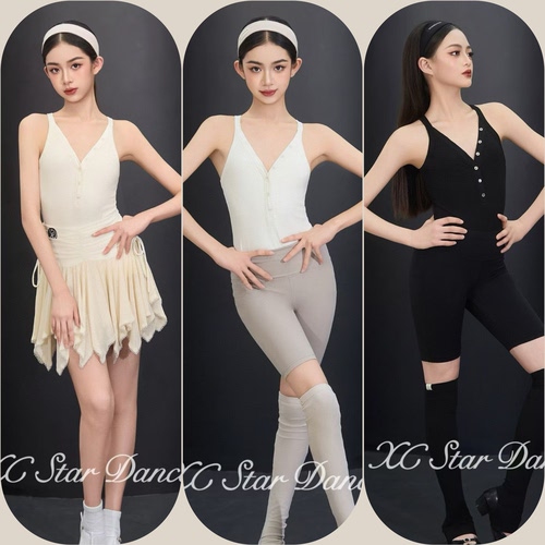 星辰舞服少儿拉丁舞服简洁运动2026训练风格高弹亲肤拉丁舞练功服
