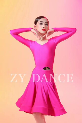 ZYDance少儿拉丁舞服女童专业比赛规定服珠光鱼骨大裙摆赛服儿童