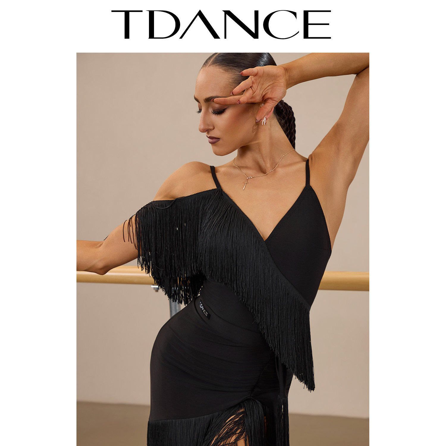 TDANCE成人拉丁练习【斜流苏连体上衣】动感表演舞台个性女GL-364