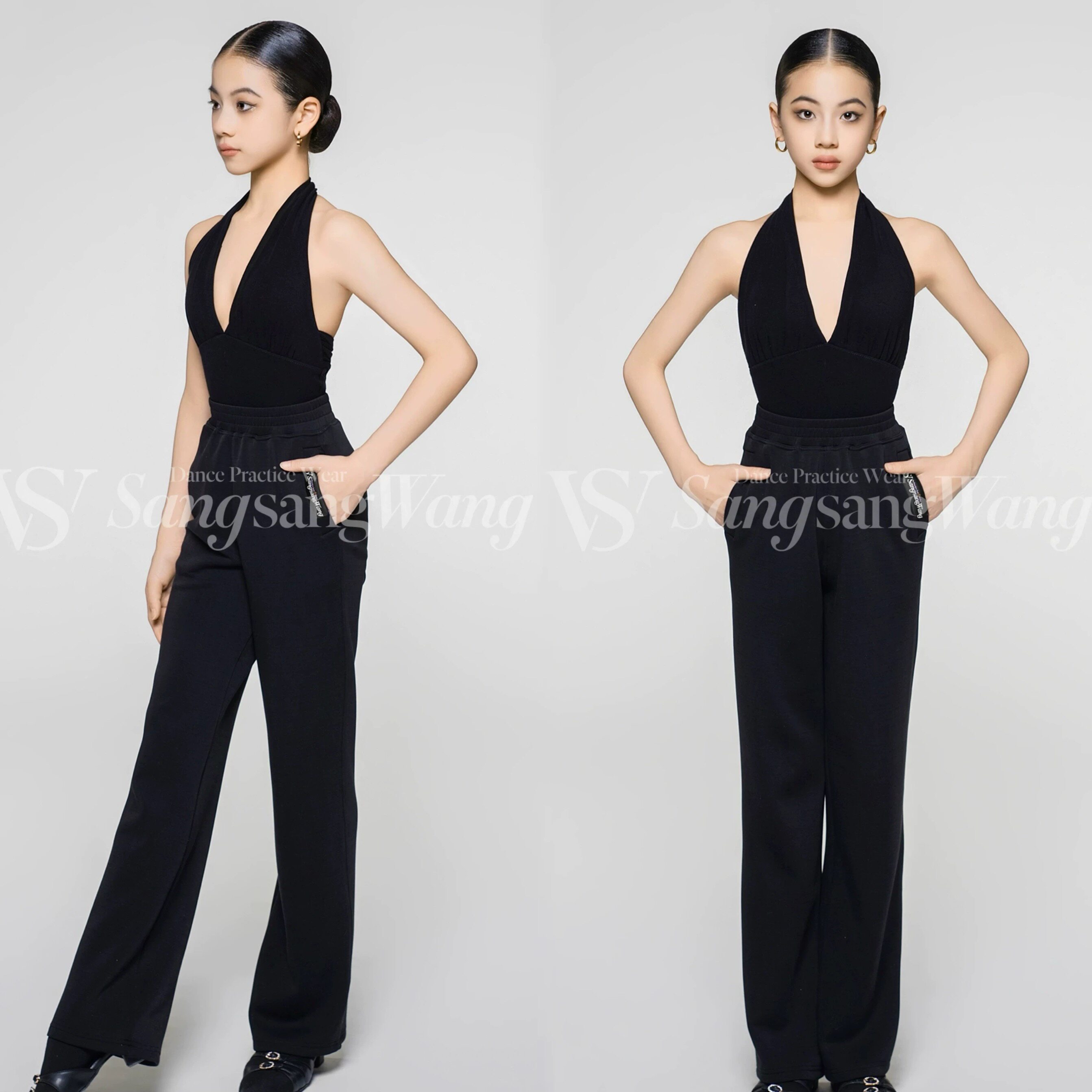 sswang舞服少儿拉丁舞春夏女童超柔软直筒松紧运动裤跳舞裤装