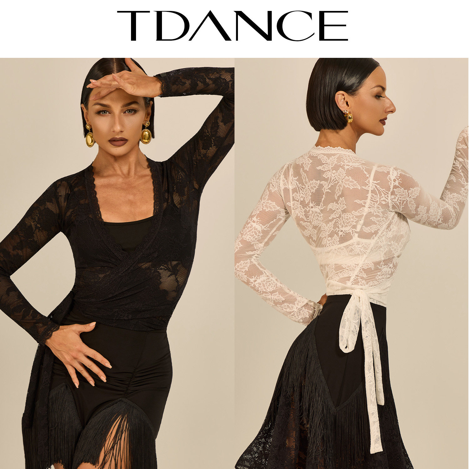 TDANCE拉丁练习服【蕾丝绑带开衫】短款外搭长袖教师日常女GL-298