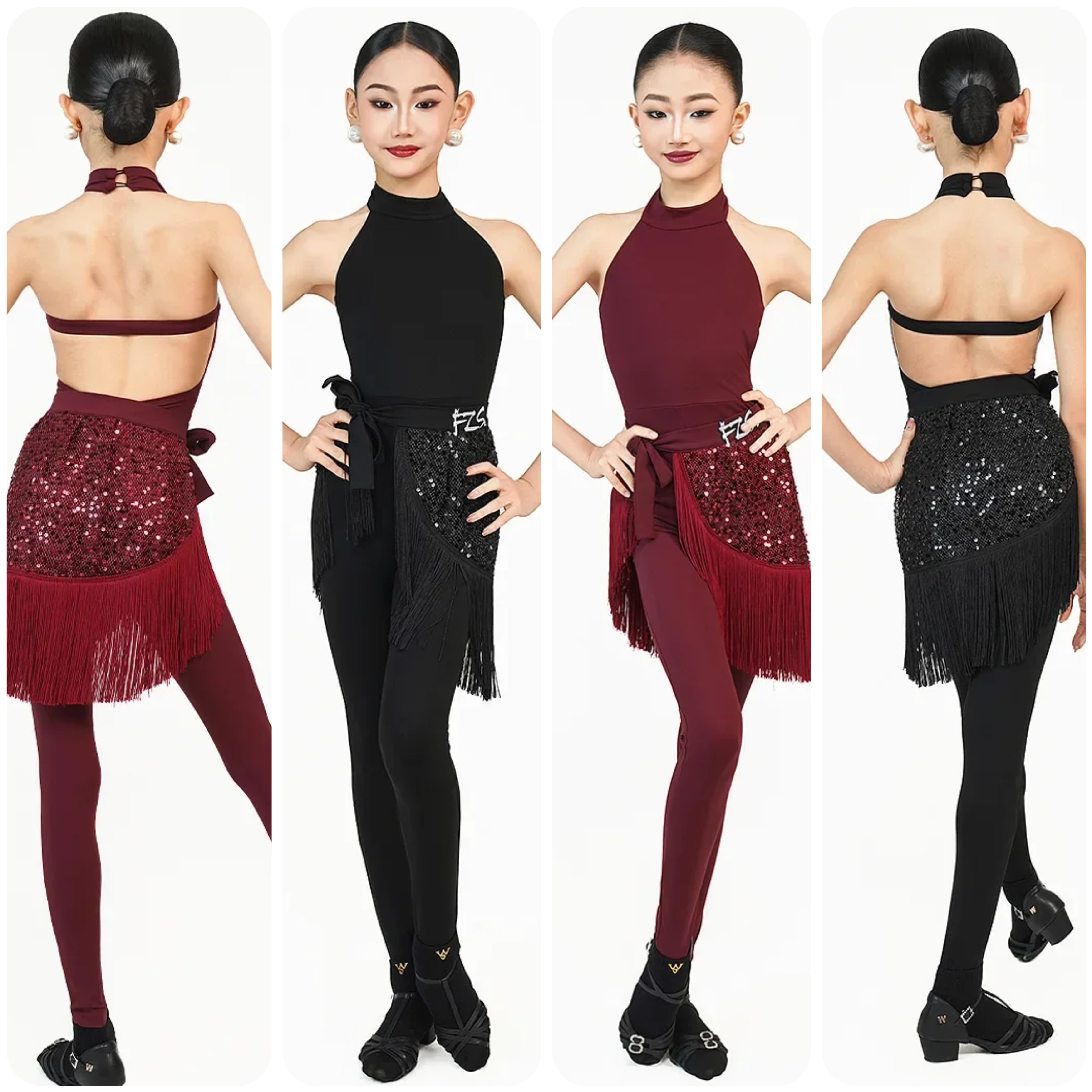 FZS舞服少儿拉丁舞2026秋季限定款亲肤连体裤流苏臀巾女童跳舞