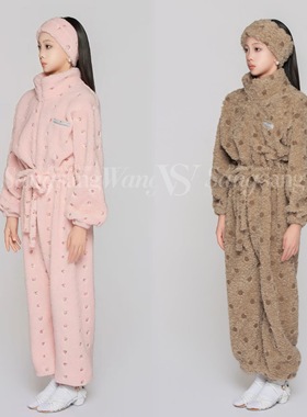 sswang舞服少儿拉丁舞定制刺绣摇粒绒连体服秋冬保暖小花外搭女童