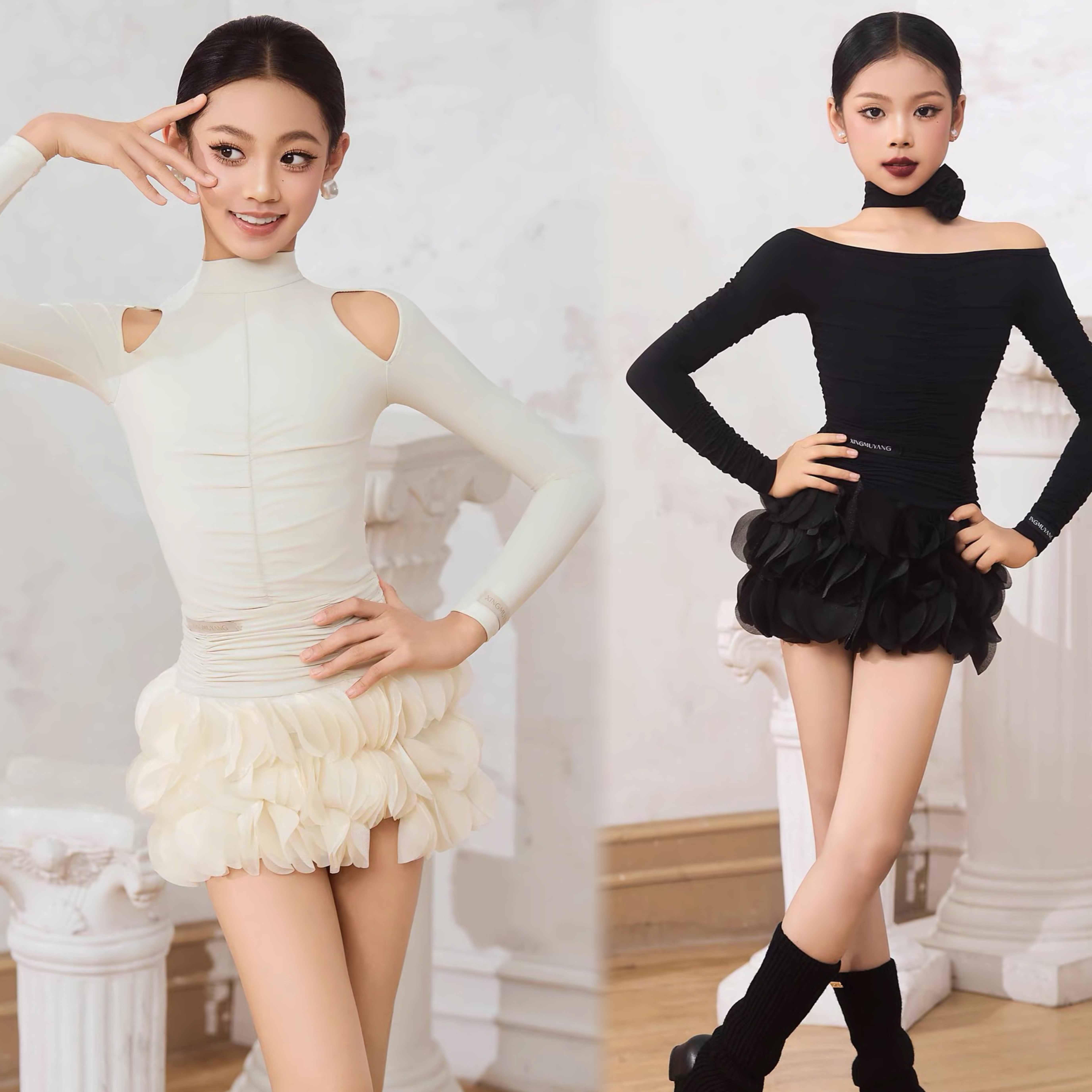 星辰少儿拉丁舞服摩登服「浮瓣」2026秋冬儿童长袖练功服跳舞