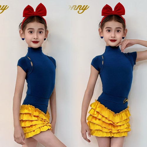 CONNY康尼舞服拉丁舞套装女儿童跳舞蹈练功服连体上衣裙子女童