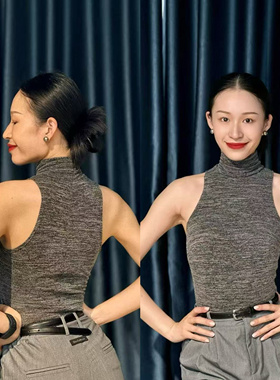 RS舞服拉丁舞女士无袖灰色超舒适教师服百搭上衣春夏上课练习服