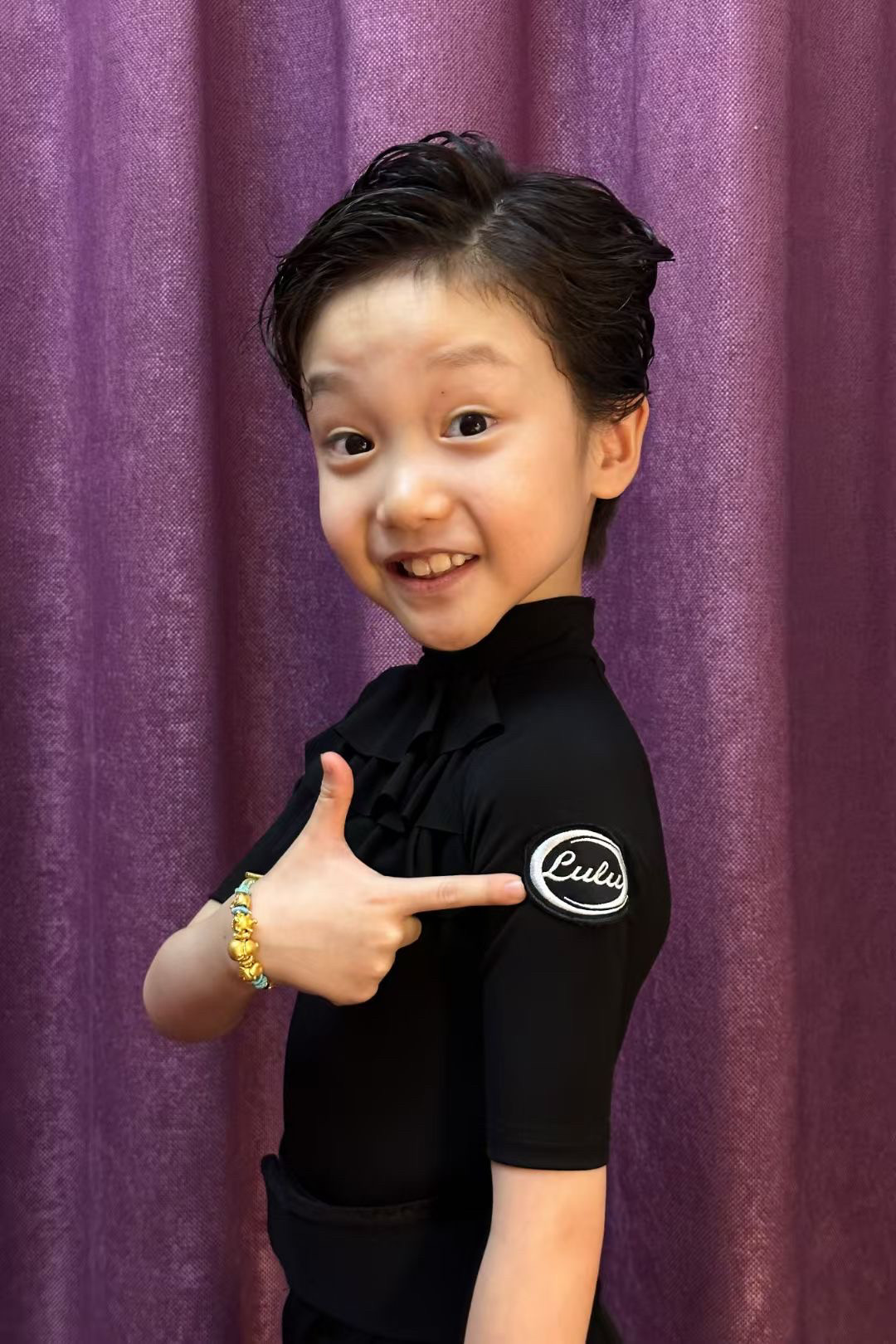 Lulu舞服男生拉丁舞巴洛特宫廷风春夏短袖上衣高领褶皱男孩跳舞