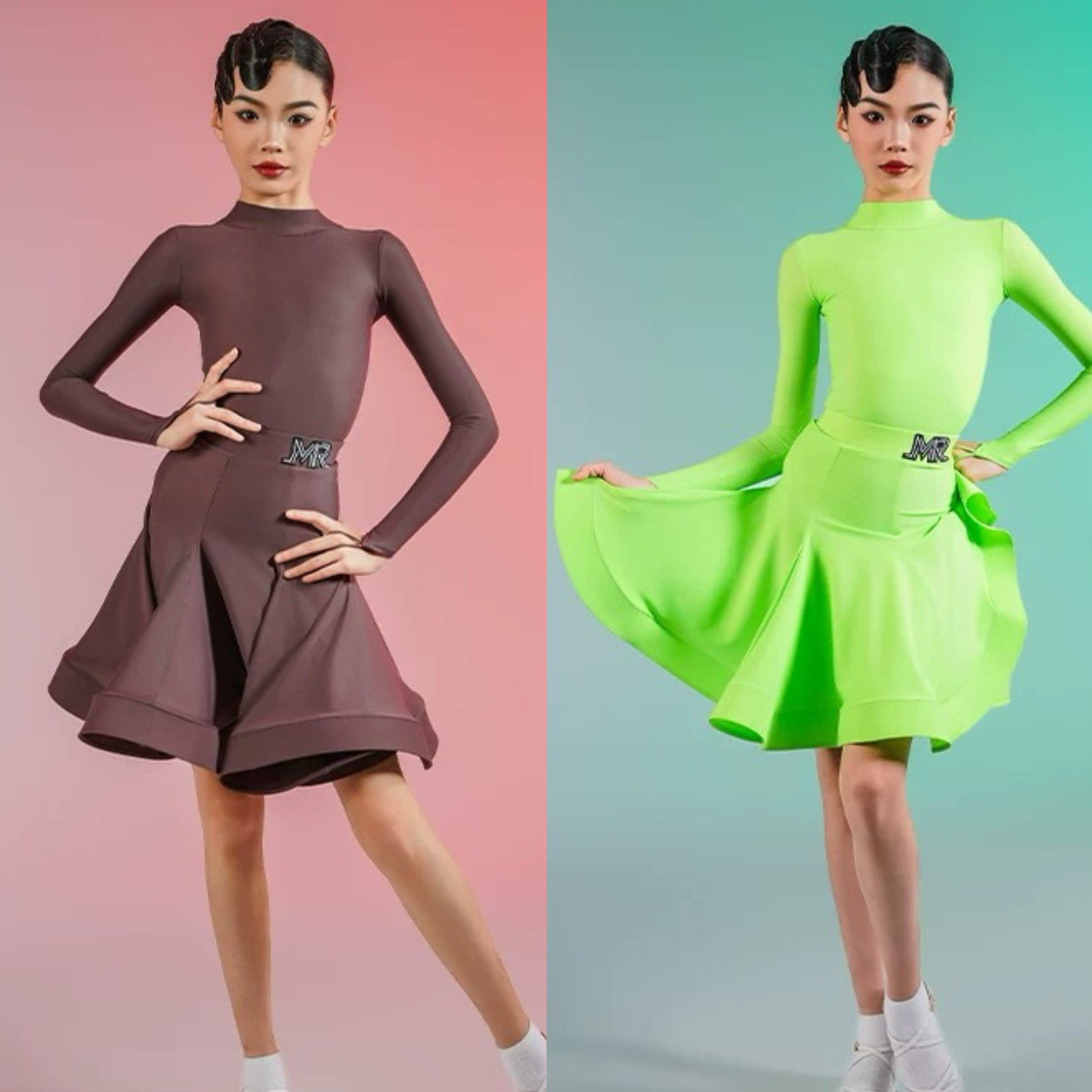 MR舞服FZS旗下少儿拉丁舞小高领比赛服装舞蹈演出标准规定服精英