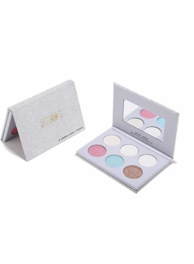 适就国标舞赛事妆容爆闪六色眼影盘爆闪碎钻粉紫绿蓝色高光提亮