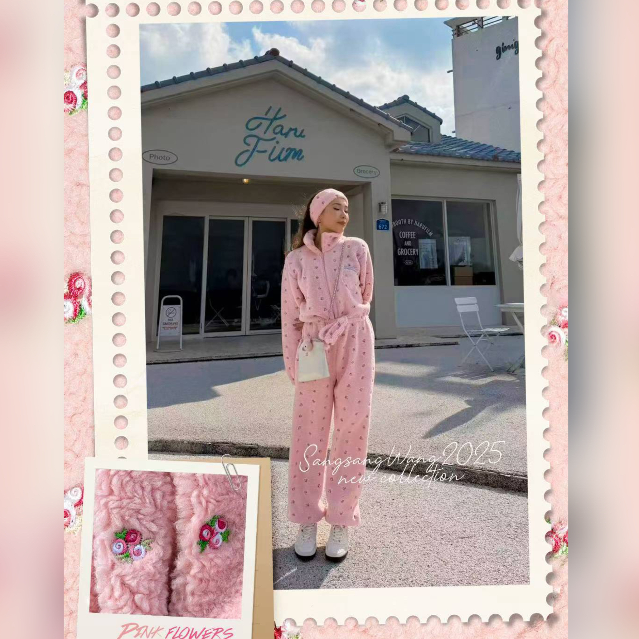 sswang舞服成人女士桑老师拉丁舞刺绣摇粒绒连体服秋冬保暖小花