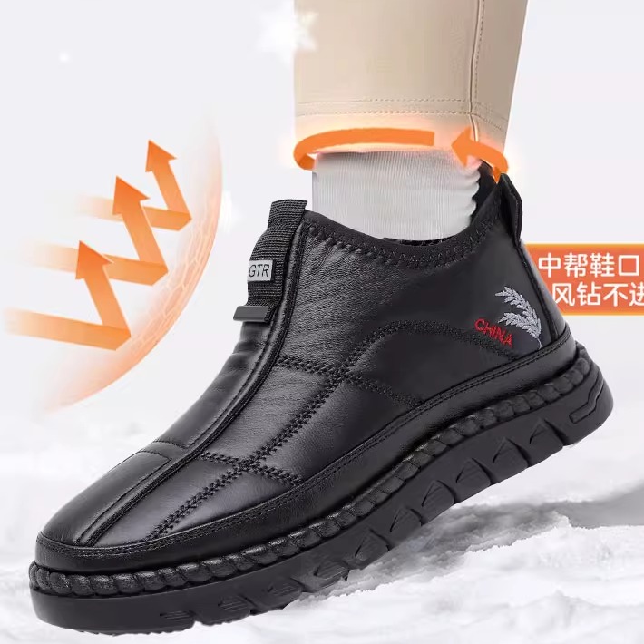 冬季老年人老北京布鞋男保暖平跟老头鞋子爷爷鞋软底正宗防滑棉鞋