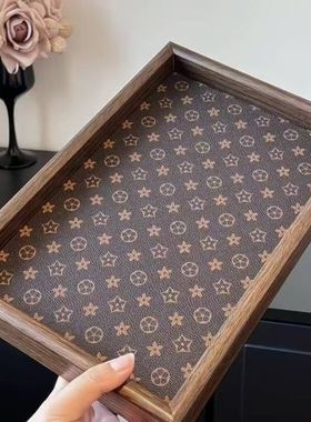 高档胡桃木复古长方形轻奢首饰收纳酒杯木质茶水文玩茶盘托盘家用