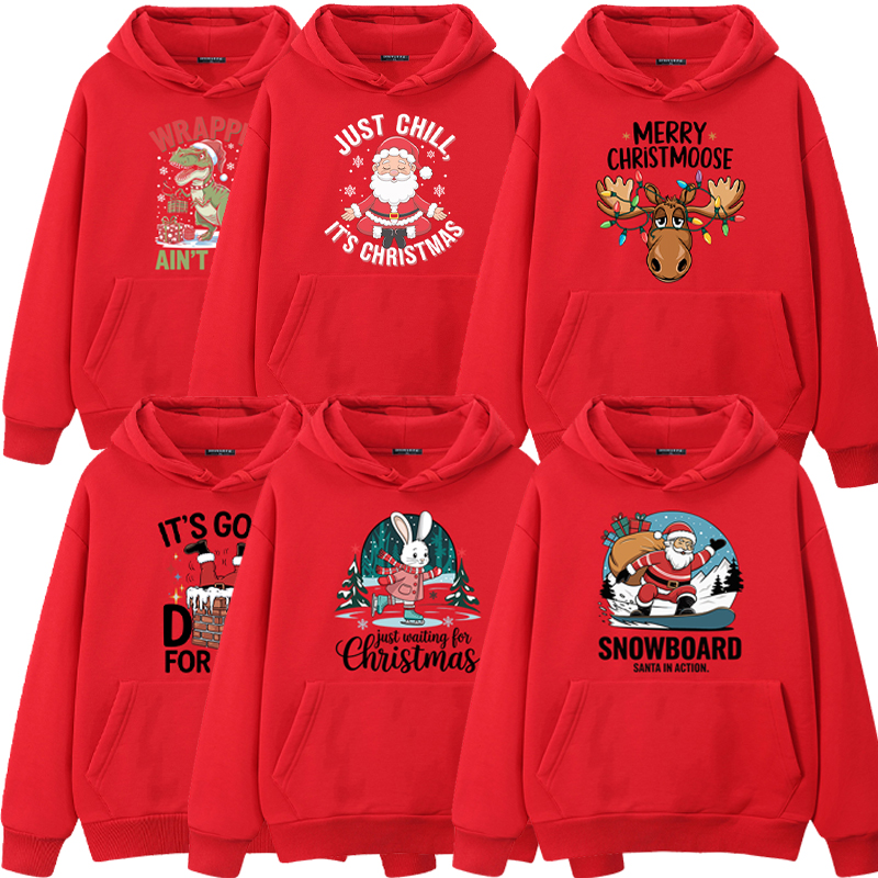 圣诞节冰激凌雪人春秋冬季加绒青少年聚会跨年趣味男女连帽卫衣