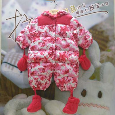 儿童羽绒连体衣冬款女宝宝哈衣