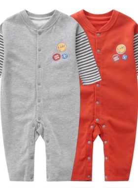 拉比童装LRABK14801宝宝哈衣爬服 春秋男童趣味拉比全开连体衣