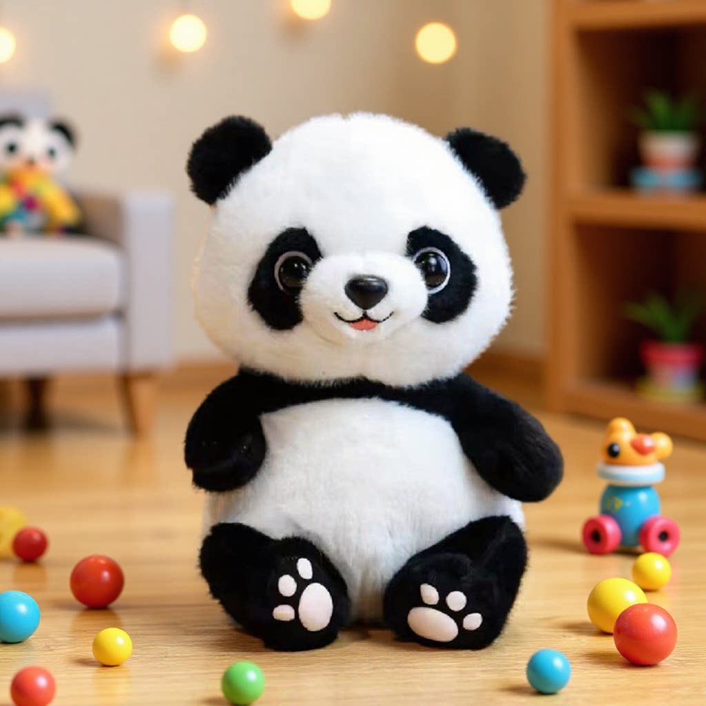 熊猫公仔花花毛绒玩具大熊猫玩偶布抓机娃娃礼物馈赠迷你仿真熊猫