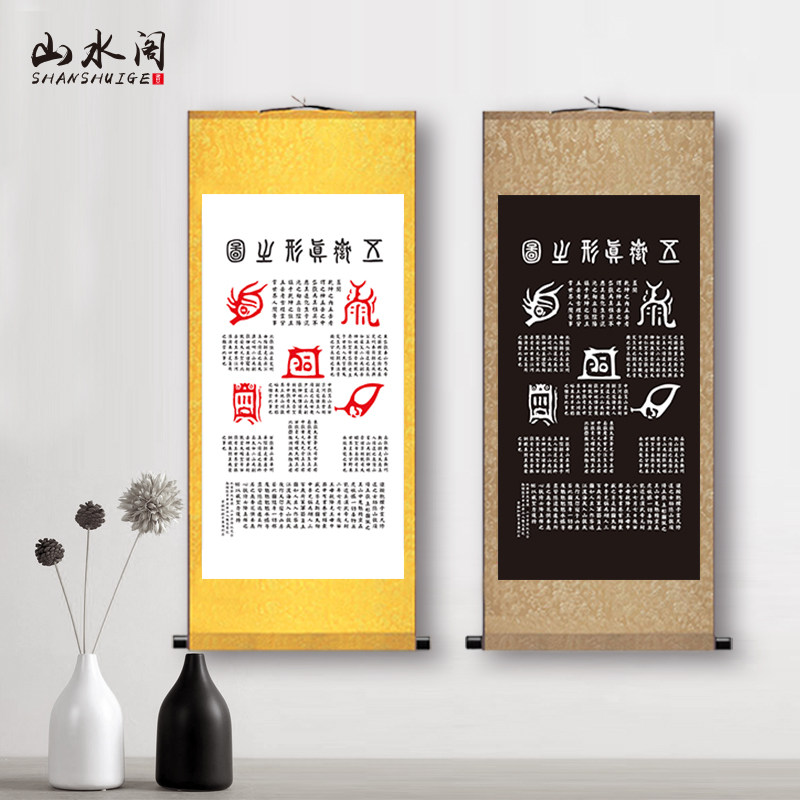 五岳真形图挂画客厅玄关书法中式国画