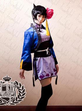 原版！白夜之城cosplay黑执事蓝猫蝴蝶旗袍裙蓝紫色礼服公式服装