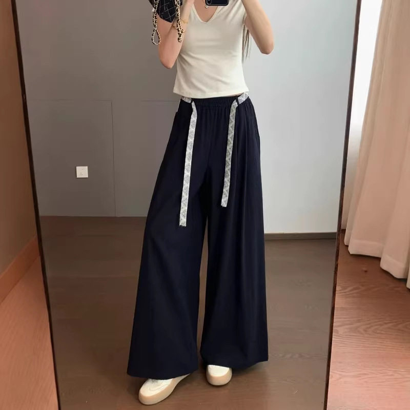天丝棉凉感高腰垂显瘦阔腿裤