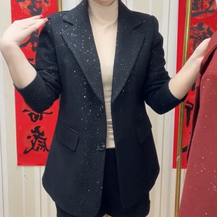 新款 女士西服气质休闲百搭女装 时尚 显瘦常规款 星光尼外套修身 春季
