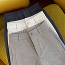 2025新款羊绒羊毛蚕丝裤子女毛呢人字纹阔腿妈妈直筒秋冬窄版加厚