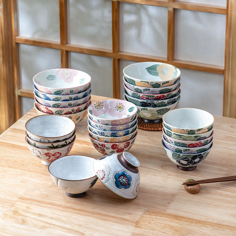 美浓烧日本进口釉下陶瓷餐具饭碗