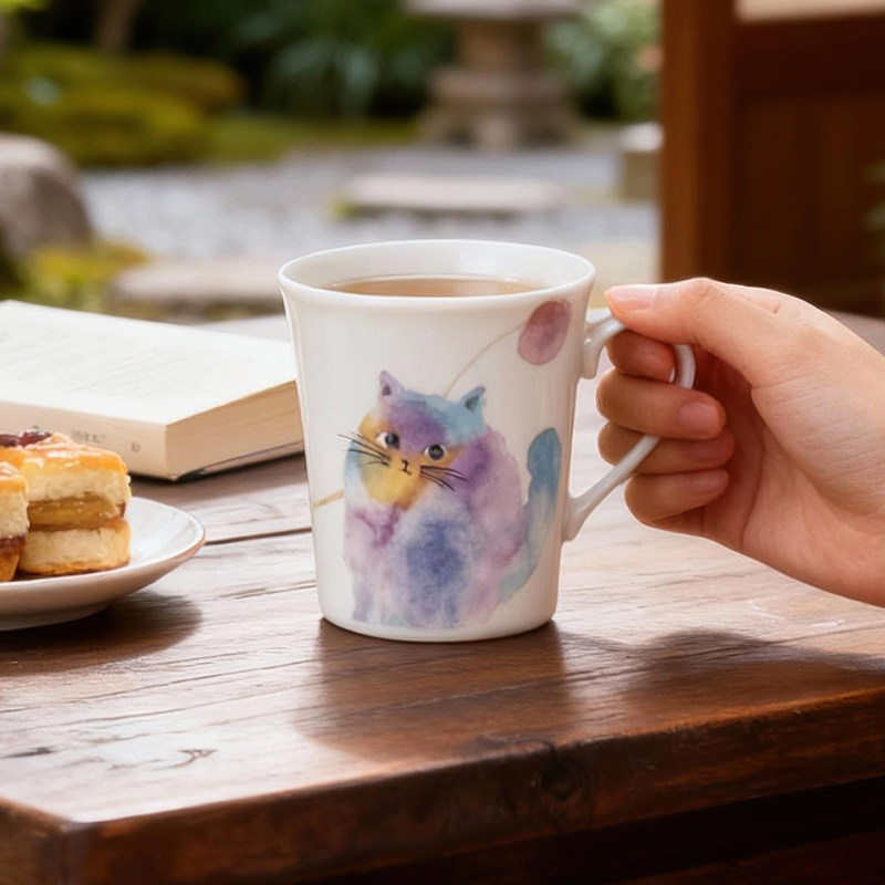 美浓烧日本进口陶瓷马克杯红颜花语日式水杯喝水杯子可自用送礼