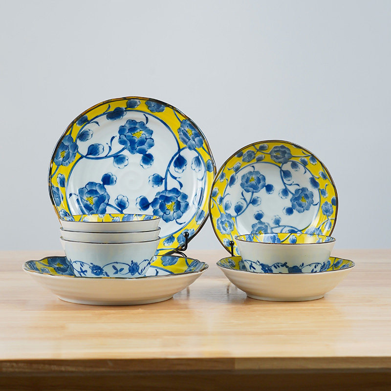 美浓烧日本进口陶瓷餐具饭碗菜盘