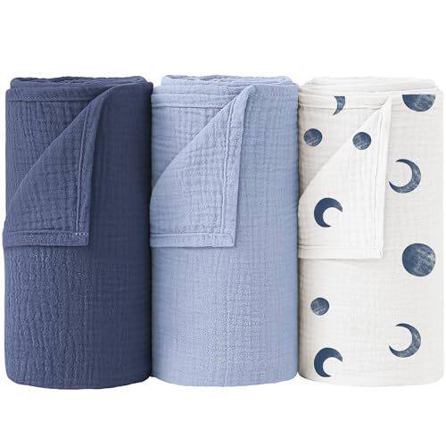 跨境新生儿防惊跳包裹巾 婴儿棉纱muslin三件套亲肤baby襁褓包巾