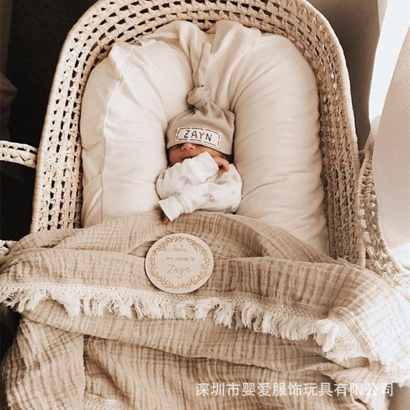 欧美婴儿流苏毯儿童推车盖毯挡风车罩初生宝宝纱布裹巾四季空调被