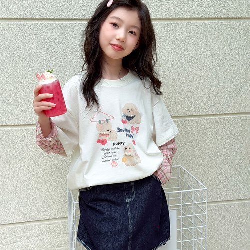 女童长袖T恤2026新款初中生超好看上衣春秋儿童甜美韩系衣服绝美t