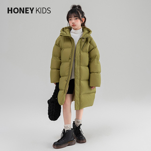 女童羽绒服2023新款儿童冬季白鸭绒外套中大童中长款加厚保暖冬装