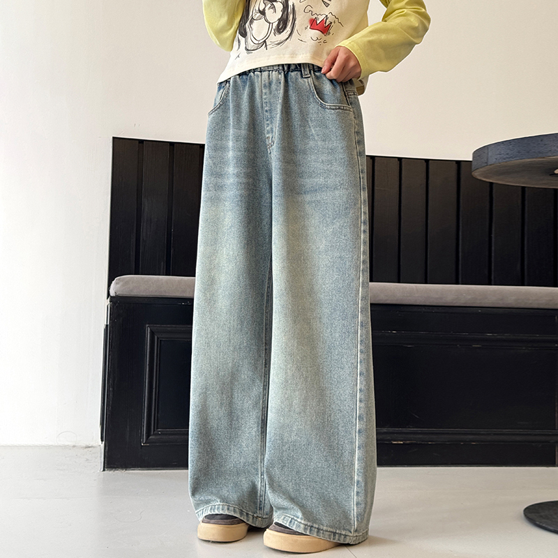 女童牛仔裤春秋款儿童裤子2025秋装新款儿童洋气宽松女大童直筒裤