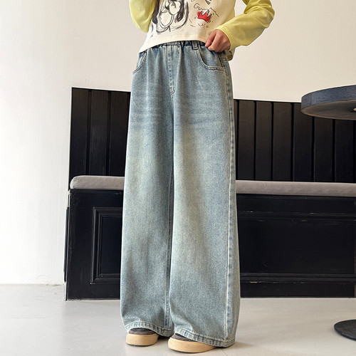 女童牛仔裤春秋款儿童裤子2026春装新款儿童洋气宽松女大童直筒裤