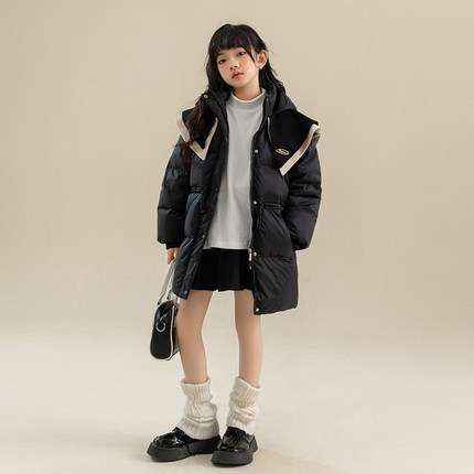 女童羽绒服打造时尚小名媛2024新款洋气中大童冬装儿童冬季白鸭绒