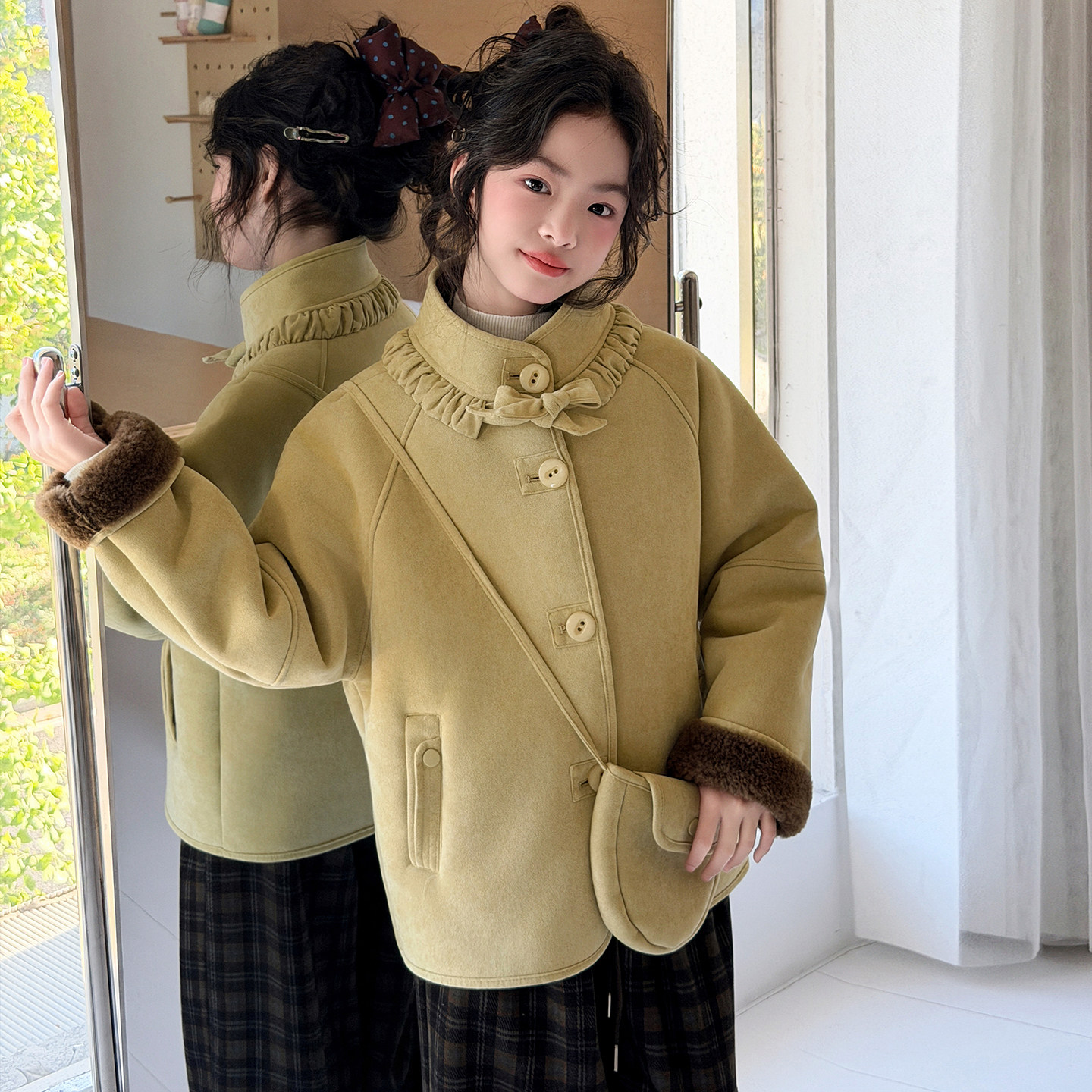 女童外套2026冬季新款女大童洋气潮流高级感儿童时尚韩版冬装上衣