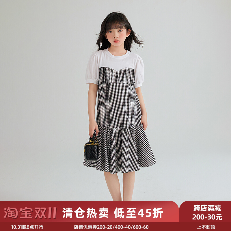 【清仓】女童格子连衣裙儿童夏季薄款裙子中大童洋气名媛风公主裙