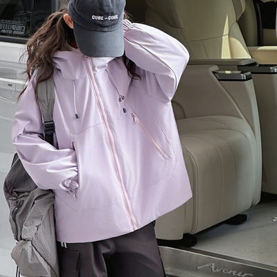 女童冲锋衣2025冬季新款儿童连帽上衣大童时髦外套夹棉加厚秋冬装