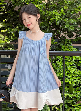 女童连衣裙2026新款初中生夏季漂亮的衣服千金感薄款夏裙大童女装