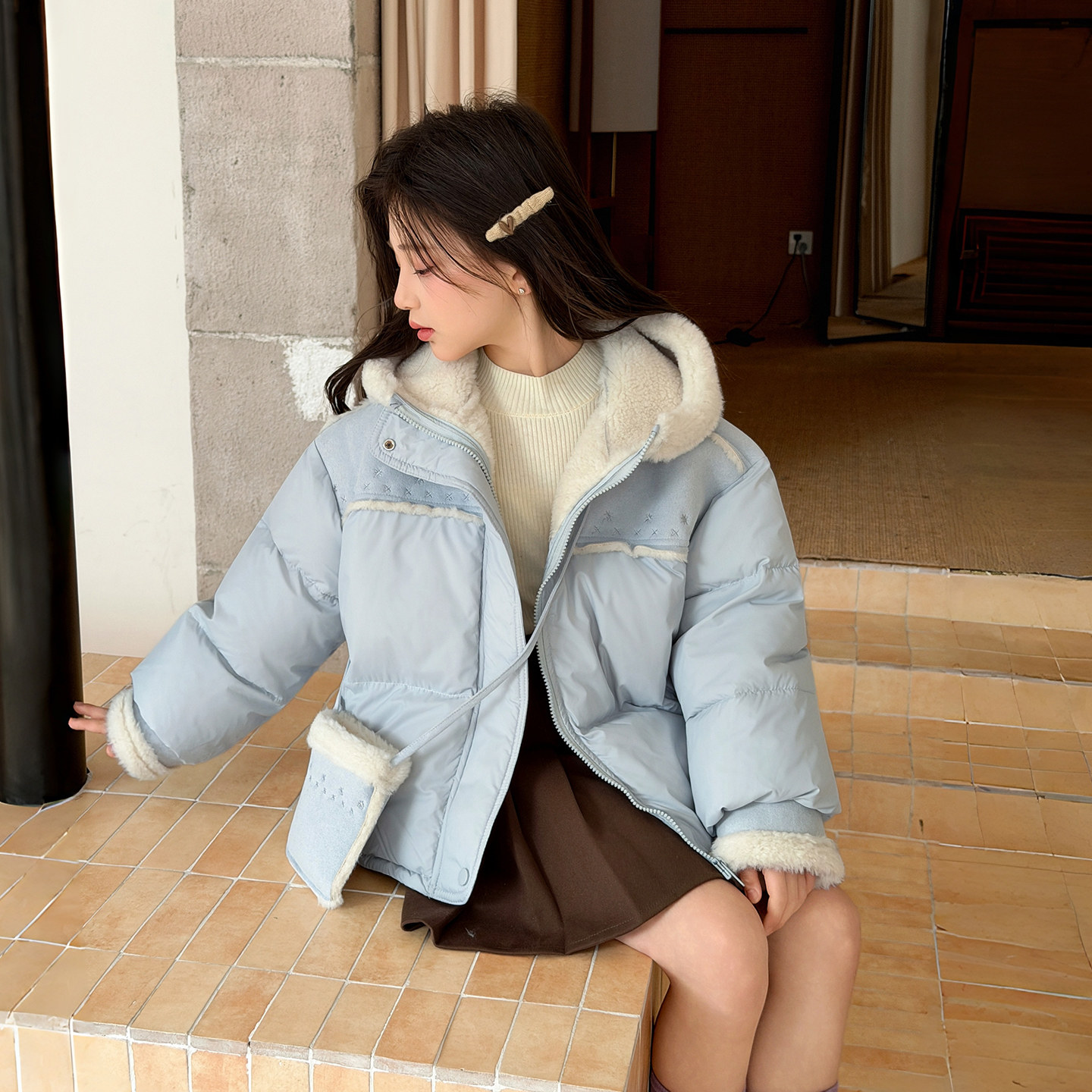 女童棉服2026新款冬款青少年女孩加绒衣服儿童韩系外套中大童上衣