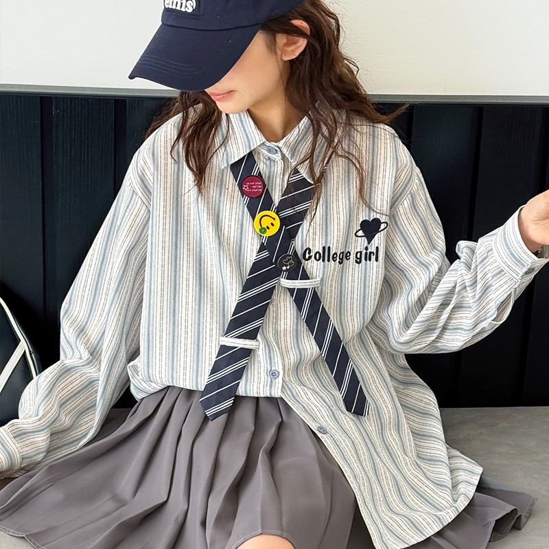 女童学院风衬衫套装2026春装新款儿童洋气时髦两件套童装上衣裙子