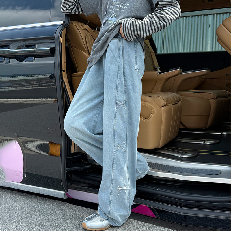 女童春秋牛仔裤2026春季新款儿童韩系烫钻蝴蝶结宽松休闲阔腿裤子,童装/婴儿装/亲子装,裤子,淘宝优惠券,粉丝福利购,淘宝优惠卷