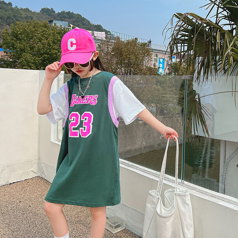【清仓】女童连衣裙女孩夏季裙子中大童宽松T裙儿童短袖公主裙潮