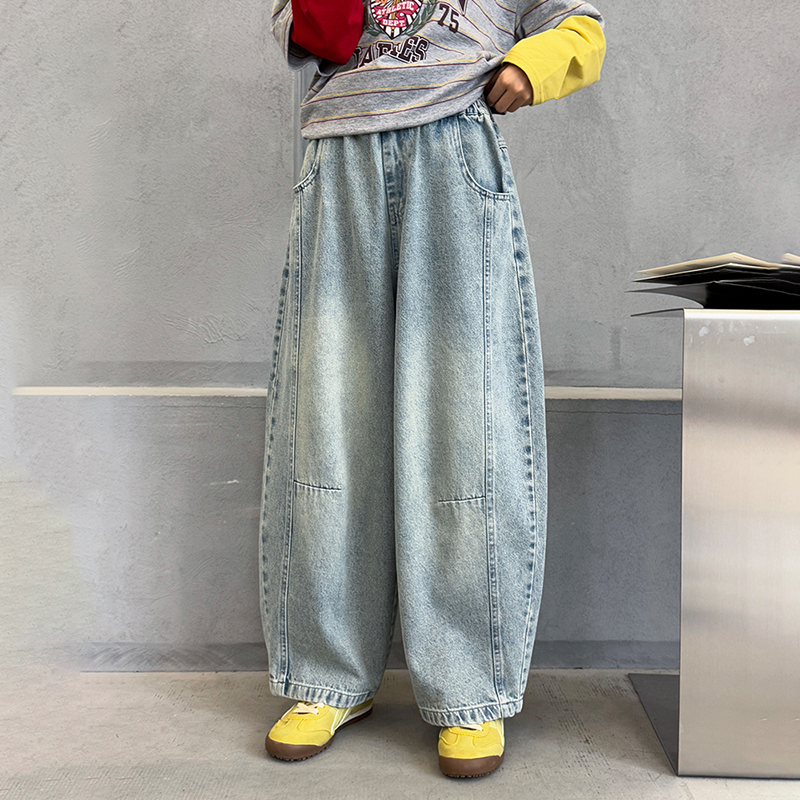 女童牛仔裤儿童裤子秋装2025新款弯刀裤春秋大童休闲水洗牛仔长裤