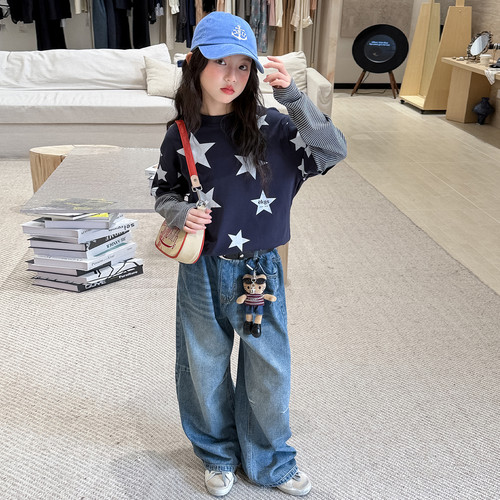 女童长袖T恤2026新款秋季青少年女生衣服早秋儿童超好看韩系上衣t