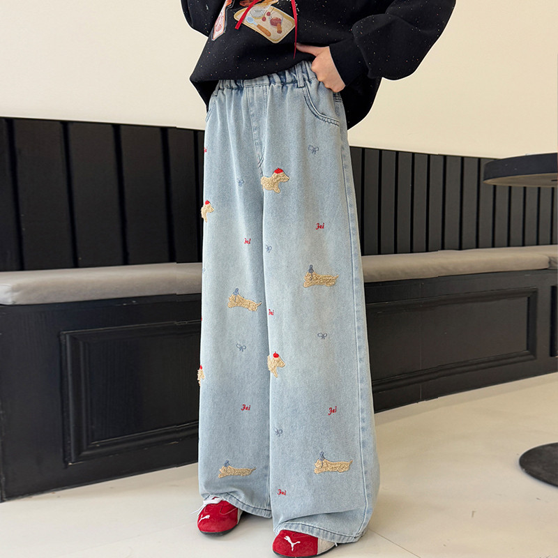 女童牛仔裤2026新款春装儿童宽松直筒裤子春秋女孩刺绣牛仔长裤潮,童装/婴儿装/亲子装,裤子,淘宝优惠券,粉丝福利购,淘宝优惠卷