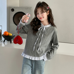女童卫衣2026新款春装韩系衬衫女大童洋气超好看儿童独特漂亮外套