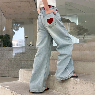 女童裤子2026新款春季牛仔裤春装女大童休闲裤女孩独特漂亮阔腿裤