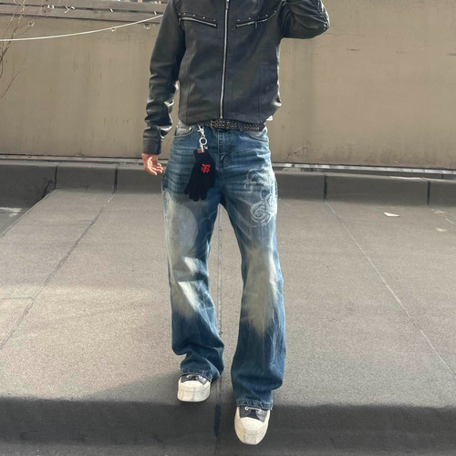 美式高街男款做旧水洗印花潮流
